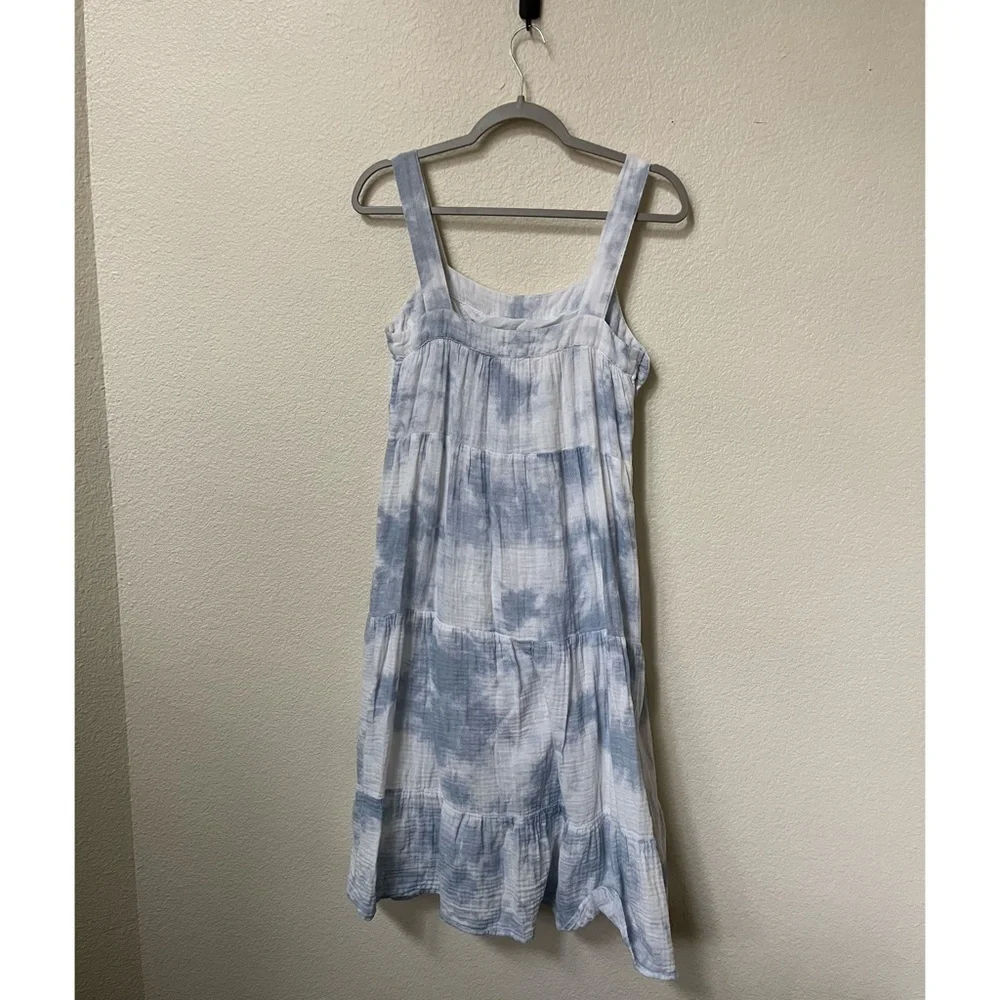 RAILS | Blue Coastal Vacation Amaya Midi Tier Dress in Cascade Tie Dye | Size XS